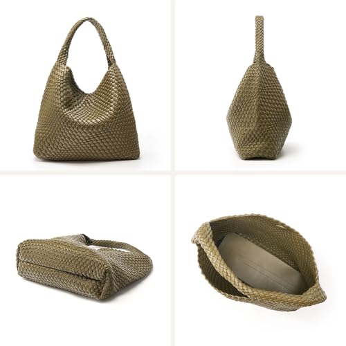 Image of MELOLILA Large Woven Tote Bag for Women Weave Purse Woven Leather Handbag