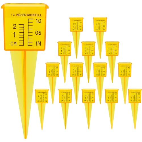 Anglekai 10PCS Rain Gauges 1.5 Sprinkler Rain Gauge for Lawn with Wide Mouth Transparent Outdoor Water Measuring Tool for Accurate (10 Yellow)