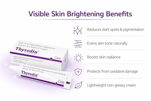 Image of Thyro-din Cream with Kojic Acid Dipalmitate, Arbutin & Vitamin E - Helps Reduce Dark Spots, Pigmentation & Uneven Skin Tone (20g)