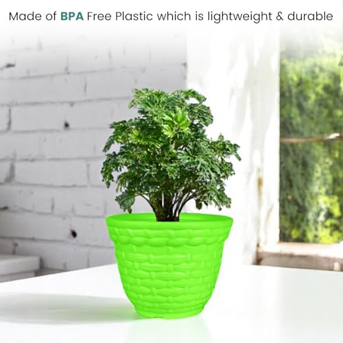 Image of Go Hooked Plastic Planter Pots Set of 2 | Multicolor Flower Pots Perfect for Home, Office & Garden Decor | Amaze Small Pot 8 Inch for Indoor & Outdoor Plants | Durable, Lightweight & Modern Design