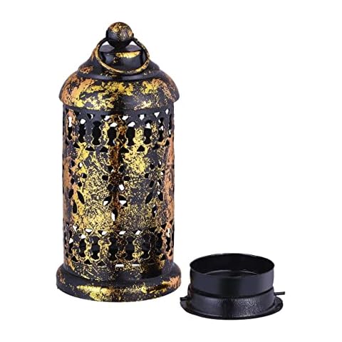 Decorative Lantern | Hanging Golden Black Candle Holder Lanterns Cover