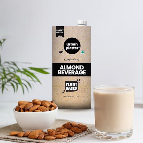 Image of Urban Platter Almond Milk, 1 Litre, Pack of 2 (Unsweetened | Lactose-Free | Plant-Based Milk Alternative | Works Beautifully in Tea and Coffee)