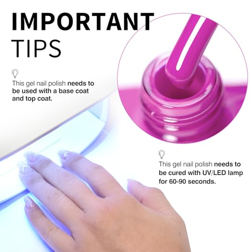 Image of CANNI 9ml Neon Purple Pink Gel Nail Polish, High Gloss UV LED Soak Off Gel