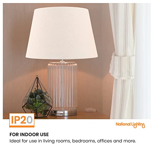 National Lighting Modern Lampshade Ivory Linen Effect Fabric Lampshades - 14-Inch Tapered Light Shade - 60W 240V E27/B22 GLS Incandescent or LED (Not Included) - Image 5