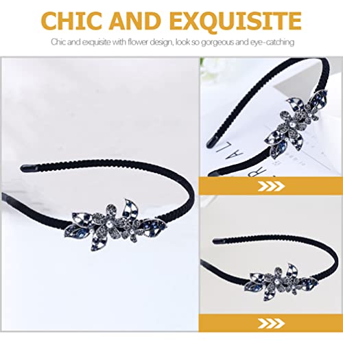 FRCOLOR Embellished Headband Crystal Rhinestones Fashion Headband Women Rhinestone Flower Wedding Party Hair Hoop Band Hairband Headwear Flower Hair Accessories - Image 4