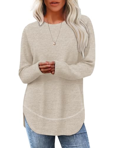SAMPEEL Long Sleeve Shirts for Women Tunic Tops Loose Fit Dressy Crew Neck Pullover Basic Sweaters for Women 20252