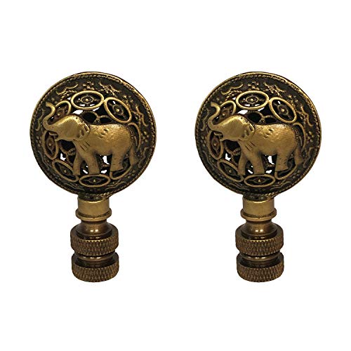 Image of Royal Designs, Inc. Decorative Baby Elephant Finial for Lamp Shade, Antique Brass - Pack of 2