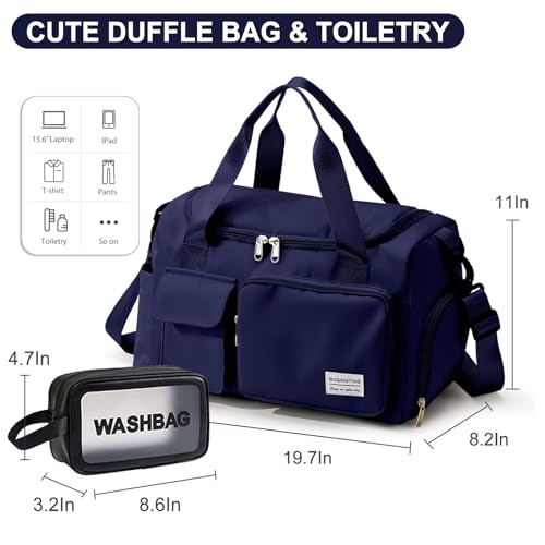 Image of Small Gym Bag for Women, Travel Duffle Bag Carry On Weekender Bag with Shoe Compartment, 11#Navy, Gym Bag & Toiletry Bag, Gym Bag&toiletry Bag