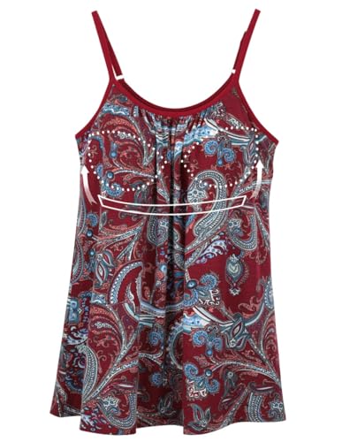 Image of Camisoles for Women with Built in Bra Adjustable Strap Tank Tops Cami Sleeveless Summer Tops for Workout Sleeping Traveling