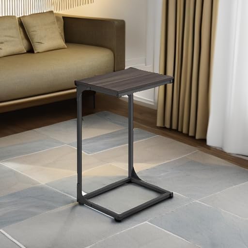 Miniatura 5 de VASAGLE - Mesa auxiliar en forma de C, para sofá, mesa de sofá con marco de metal, pequeña mesa para TV, para sala de estar o dormitorio, marrón