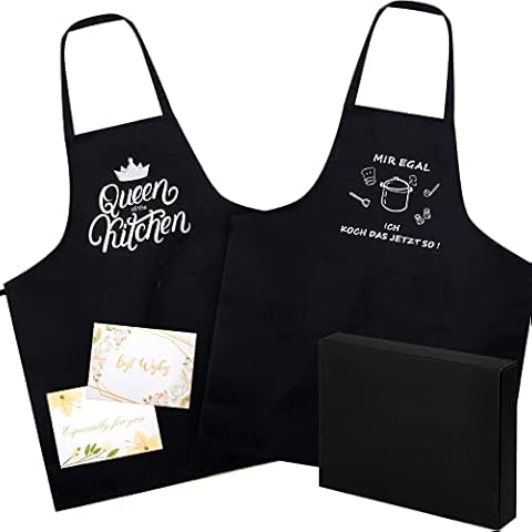 SATINIOR 2 Stück Schürzen Geschenkset für Paare Damen Herren Kochschürze Cover