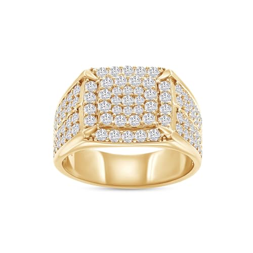 Men's Square Frame Wedding Engagement Band Ring Round Cut Lab Created Moissanite & Lab Grown Diamond Anniversary Ring In 925 Sterling Silver 10K & 14K Solid Gold Jewelry Gift for Him 2.10 Cttw