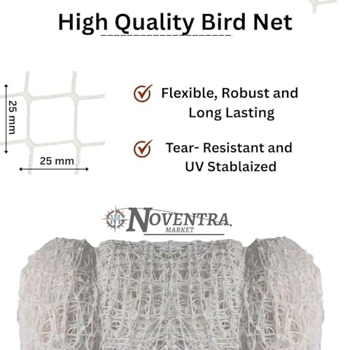 Image of Anti-Bird Pigeon Net for Balcony | Heavy-Duty Bird Net, White, 15Ft X 60Ft | Safety Net Railings & Open Areas | Protection Net for Pigeons & Birds