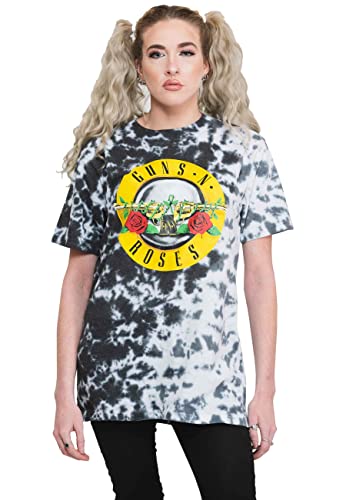 Guns N' Roses T Shirt Classic Band Logo Nouveau Officiel Unisex Dip Dye Blanc Size M