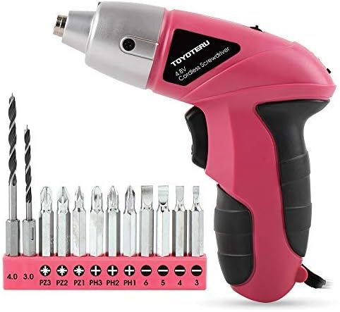4.8V Electric Cordless Screwdriver with 800 mAh NiCad Battery & 12 Piece Screwdriver and Wood Drill Bit Assortment