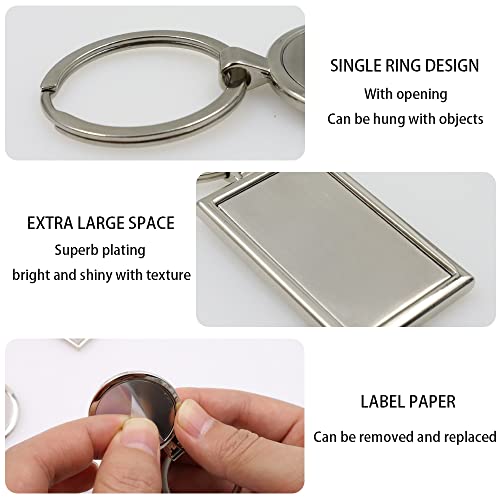 LELE LIFE 6Pcs Solid Metal Key Tags with Split Key Ring and Silver Labels, Polished Key Labels Key Chain Tags - Image 3