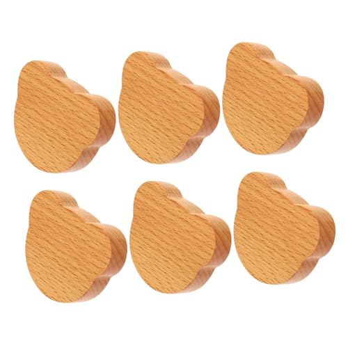 NULYLU Sturdy Wooden Cabinet Knobs Handmade Bear Head Pulls Easy Install for Furniture