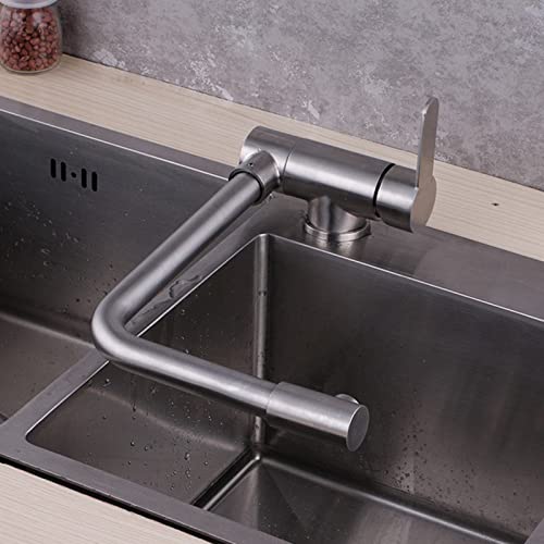Robinet d'évier cuisine pliable sous fenêtre mitigeur 360 brossé