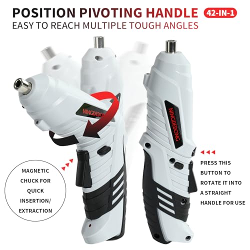 Image of Electric Cordless Screwdriver Set, power-screw-guns，Rechargeable Cordless Power Tool with Carrying Case and Bits (white)