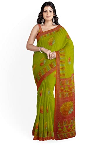 Image of Pothys Women's Green Brasso Cotton Saree With Blouse Piece (A1892 Green)