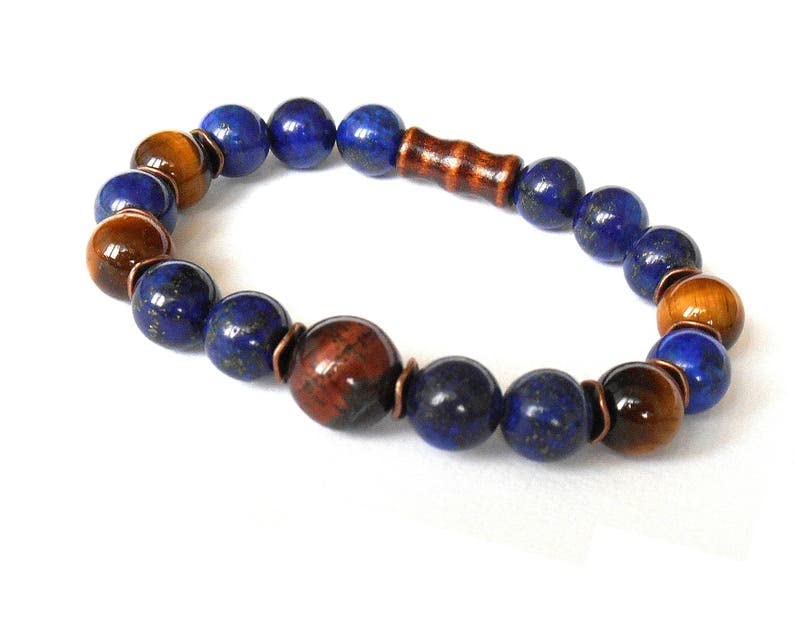 Bracelet oeil de tigre et lapis-lazuli pour la méditation et l'équilibre des énergies