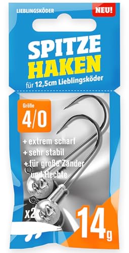 Lieblingsköder Spitze Haken Gr. 4/0 Jigköpfe - 2 Jighaken, Gewicht:14g