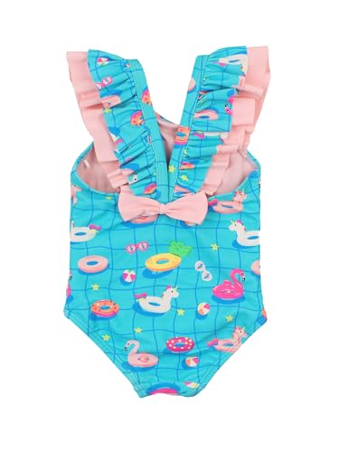 Image of RuffleButts Girls UPF50+ Sun Protection Ruffle V-Back One Piece Swimsuit