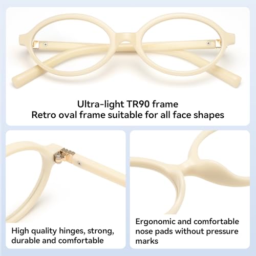 Image of Dollger Oval Blue Light Glasses for Women Men Fashion Retro 90s Small Frame Computer Glasses