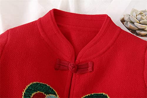 Mud Kingdom Kids Boys Girls Cardigan Sweater Single Breasted Placket Stand Collar Chinese Style Happy New Year Winter4