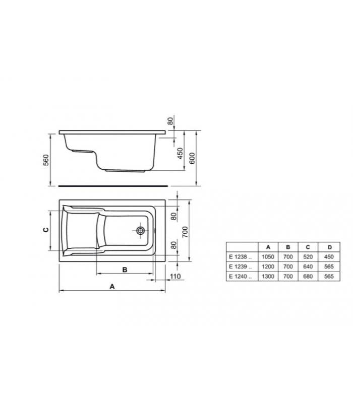 Ideal Standard Serie Connect Air Vasca da Bagno 105x70cm E123801 con Seduta da Incasso Solo Guscio