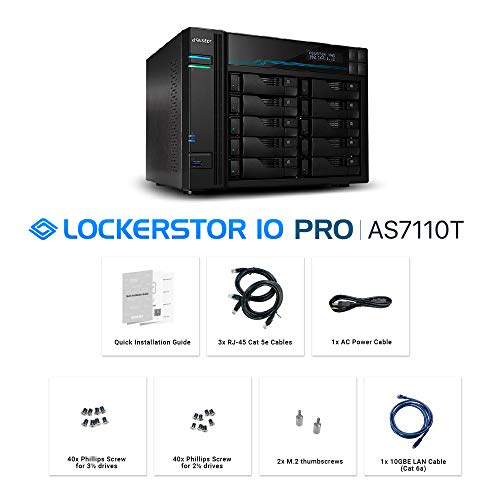 Image of Asustor AS7110T Lockerstor Pro 10bay Nas Intel Perp Xeon 4c Cpu 8gb Ddr4 2 M.2 Slots