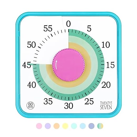 TWENTY5 SEVEN Countdown Timer 7.5 inch; 60 Minute 1 Hour Visual Timer – Classroom Teaching Tool Office Meeting, Mechanical Countdown Clock for Kids Exam Time Management Magnetic, Colorful