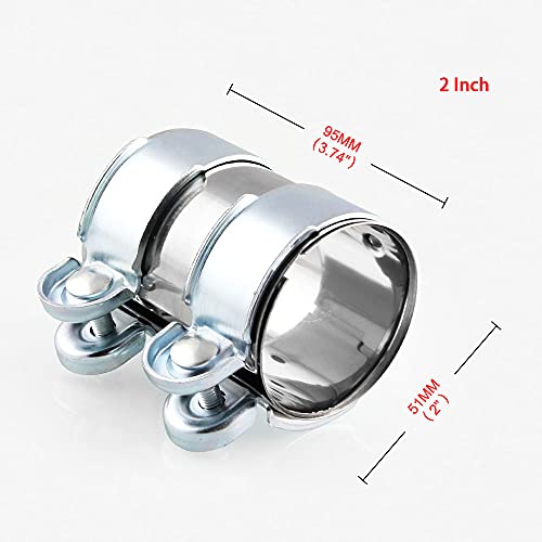 2" Stainless Steel Exhaust Clamp Pipe Joint Bolts Band Flanges Clamp #TOP2