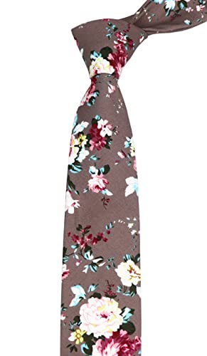 Image of Elfeves Men's Skinny Solid Color Tie Causal Cotton Linen Narrow Slim cut Necktie