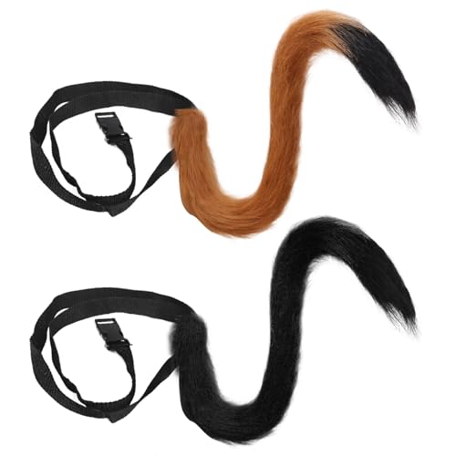 EUPSIIU 2 Piezas Largo Cola de Zorro, 80cm Cola de Gato de Piel Sintética, Cosplay Cola de Zorro Gato Cola de Lobo de Zorro Peludo Disfraz de Halloween Cosplay Fiesta Disfraz para Adulto Niños (2PCS)