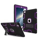 iPad 2 Case,iPad 3 Case,iPad 4 Case, AICase Kickstand Shockproof Heavy Duty High Impact Resistant Rugged Hybrid Three Layer Armor Full Body Protection Case with Stylus for iPad 2/3/4 (Black/Purple)