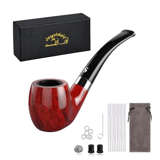 Joyoldelf Pipa Fumar, Pipa de Tabaco Con Fondo Plano - Pasador de Pipa y Sabotaje, Pantalla de Pipa y Puntas de Pipa, Limpiadores de Pipa y Anillo de Goma, Bono de Una Bolsa de Pipa y Caja de Regalo