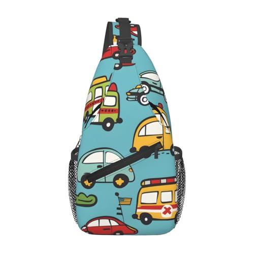Morrales de senderismo tipo bandolera con diseño de autos