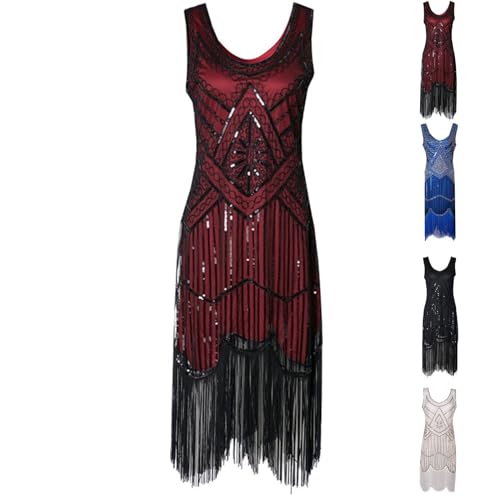 Battnot 20er Jahre Kostüm Damen Kleid 1920er Jahre Damen Flapper Kleid ärmellos Gatsby Motto Party Damen Kostüm Kleid 1920s Charleston Kleid Damen...