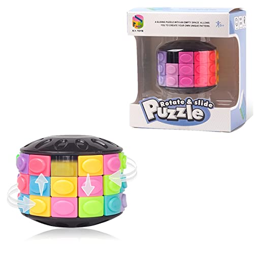 R.Y.TOYS Rotate and Slide Puzzle-Design Patent,Fidget Toys(Restore Order/Create Patterns) 12 Colors,3 Layers-Open Cover for Quick Play,Brain Teaser,Sensory Toys,Birthday Gifts,Easter Basket Stuffers