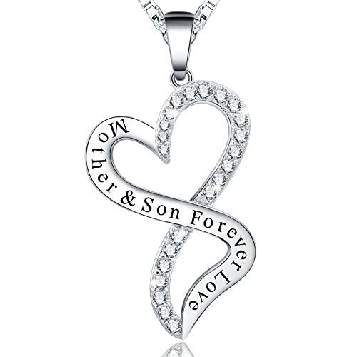 Product Image of the Ado Glo Christmas Day Mom Gifts, Mother and Son Forever Love Infinity Heart Pendant Necklace, Fashion Jewelry for Women, Her Birthday Anniversary Xmas
