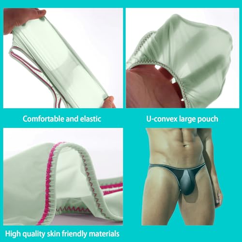 Men's Semi Transparent Ice Silk Triangle Pants Low Waisted Sexy Bikini Large Pouch Underwear4