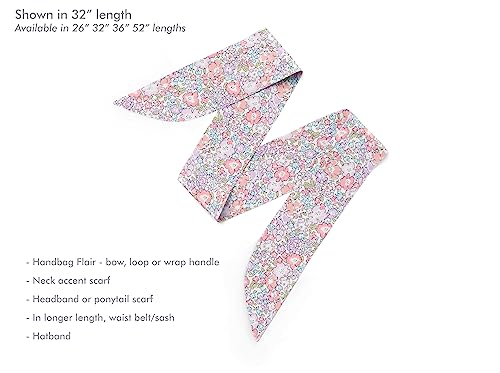 Liberty London Scarf -Choose Length - Michelle Pink Skinny Scarf Tie Headband, Handbag/Purse flair - Silky Tana Lawn Cotton - Choose Length2