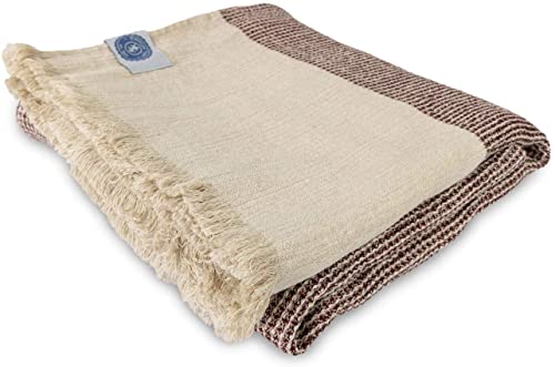 Elberfelder Leinen | LeinenDecke 150×200 cm – weich gewebtes Plaid aus europäischer Fertigung – Wohndecke für Sofa, Bett & Terrasse (Bordeaux)