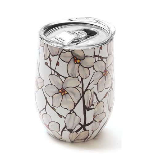 L.C. ティファニー タンブラー 350ml ドリンクホルダーラッピング対応可 おしゃれ 美術館 ステンレス 12oz 354ml 真空断熱保温保冷 二重壁真空 プレゼント U字型 漏れ防止 直飲み 花柄 母の日 プレゼント ラッピング ペアタンブラー