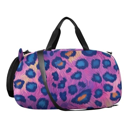 Duffle Bag Kids Gym Bag with Shoes Compartment & Wet Separation Overnight Travel Bag Pink Purple Blue Leopard Print for Girl Boy2