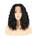 ALICE Lace Front Black Curly Wig, 14" Short Bob Wig Middle Part Synthetic Full Wig for Women