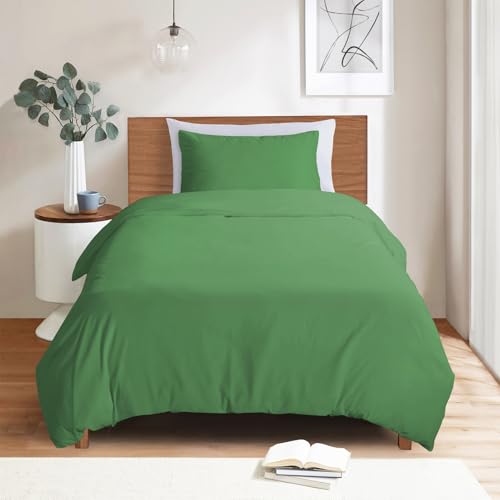 Image of Mejoroom Green Twin Duvet Cover - Soft and Breathable Twin Bedding Sets with Zipper Closure, 2Pieces, 1 Duvet Cover (68x90) and 1 Pillow case(20x26)