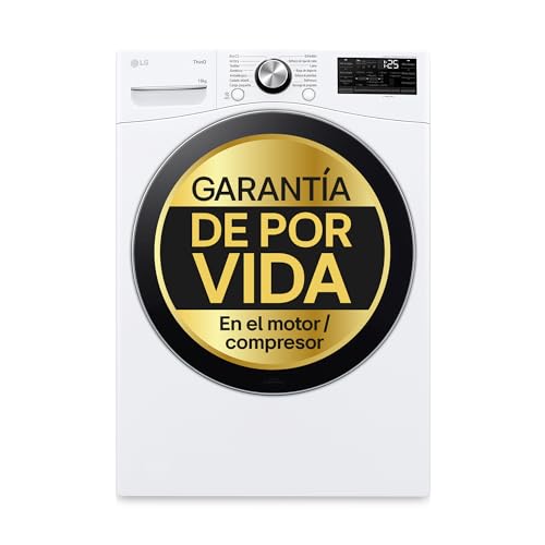 LG RH18U8AVCW - Secadora con Inteligencia Artificial 18 kg, Bomba de Calor Dual Inverter, Eficiencia D, Serie XXL, Motor Direct Drive, AI Dry™, Limpieza Automática del Condensador, Color Blanco