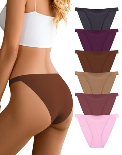 Dawnrole Bragas Sin Costuras Mujer y Cómodas Bragas de Cintura para Mujeres 6 Pack